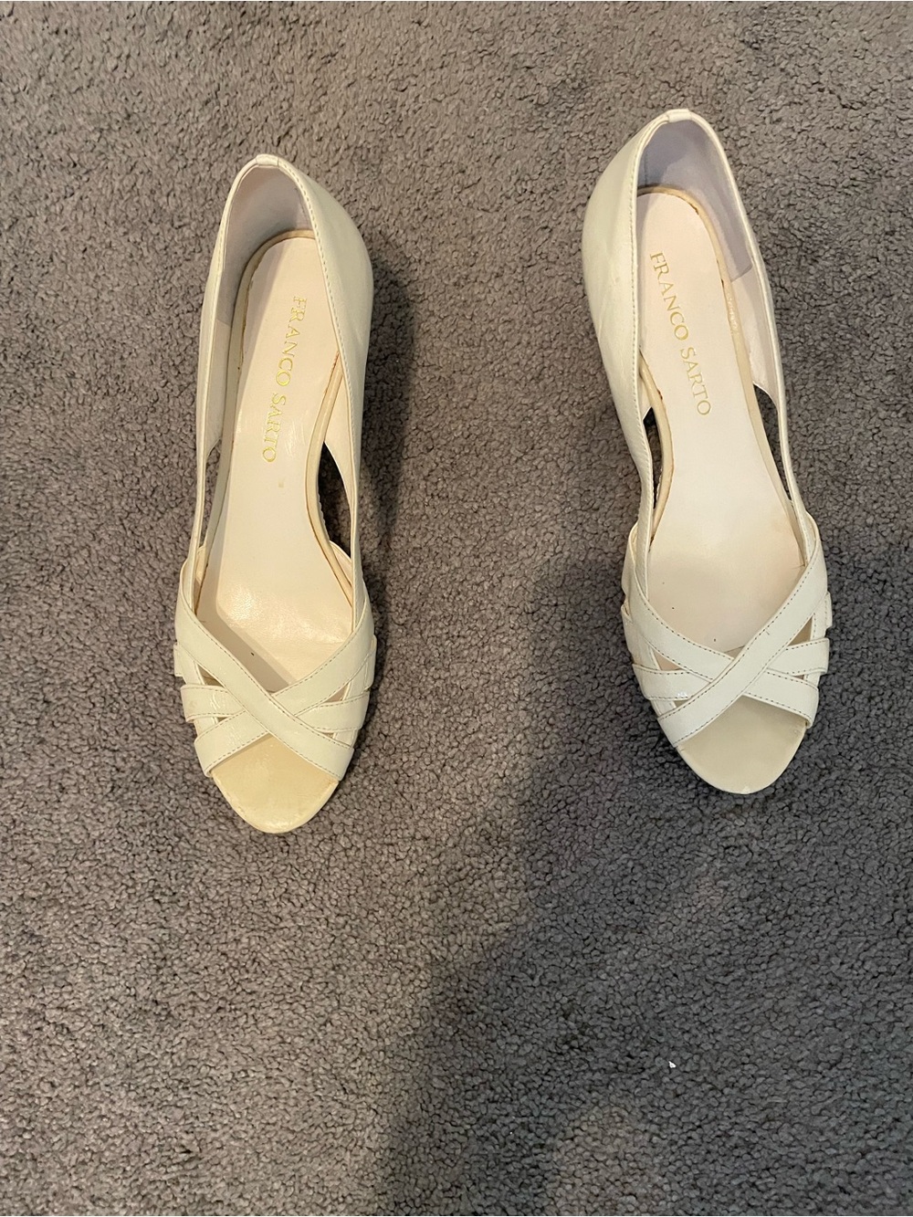 Franco Sarto Cream Peep-Toe Heels